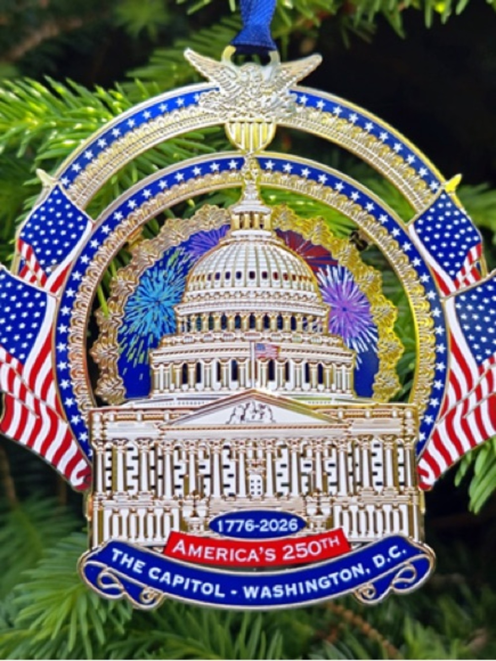 2026 Congressional Holiday Ornament - Blue & Gold AMERICA 250 🇺🇸🇺🇸